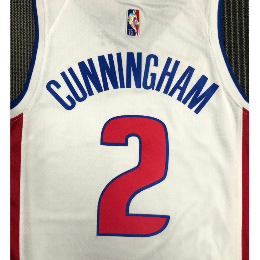 Men's Detroit Pistons Cade Cunningham #2 White 2021/22 Swingman NBA Jersey - Icon Edition-Pro Kit Vault | Brand New 26/27 Sports Jerseys